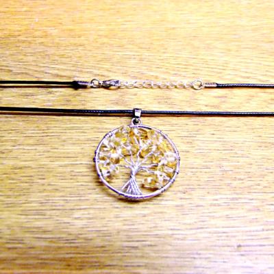 TREE OF LIFE NECKLACE WITH CITRINE CRYSTALS (SILVER PLATED).    SPR14310N