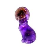 GEMSTONE CARVING OF HOWLING MOON WOLF IN AMETHYST.   SPR14759POL