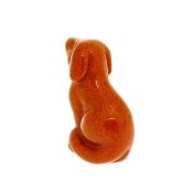 Gemstone Sitting Dog Figure carved in Copper Goldstone.   SPR15330POL