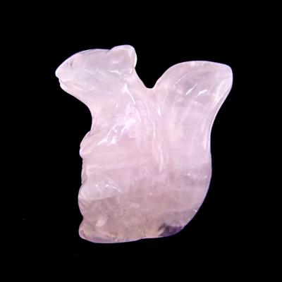 Squirrel carving in Rose Quartz with Acorn.   SPR15437POL+A