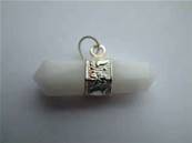 White Agate Indian Silver Horizontal Hexagonal pendant. 825