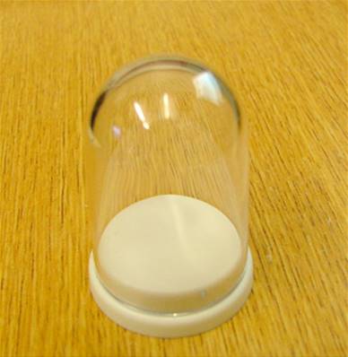 10 X PLASTIC 'THIMBLE' DOMED DISPLAY BOX - WHITE BASE WITH CLEAR TOP (D1 SIZE).    D1/31D/44T