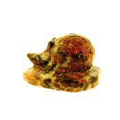 HEDGEHOG CARVING IN BRECCIATED JASPER.   SP13667POL