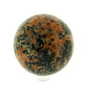 Gemstone Sphere In Orange Calcite With Black Tourmaline.   SP16048POL