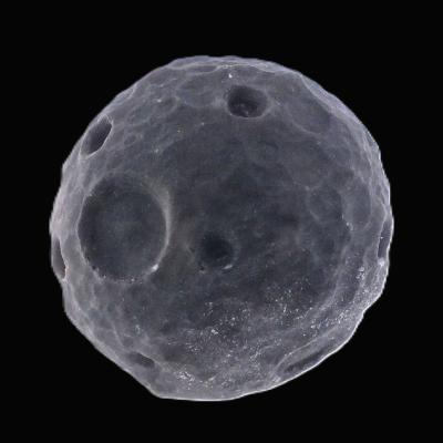 Carving Of A Dwarf Moon Or Planetoid In Silver Sheen Obsidian.   SP17112