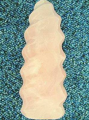 POLISHED ROSE QUARTZ SPIRAL CARVED POINT. SP5690POL