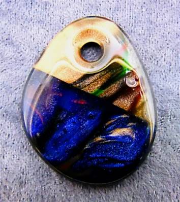 MURANO GLASS PENDANT IN BLUE & COPPER GOLDSTONE. SP8848MUR