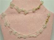 RAINBOW MOONSTONE THREADED GEM CHIP 18" NECKLACE & 7" BRACELET TWO PIECE SET. SPR1022