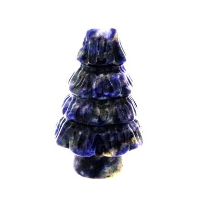 GEMSTONE CHRISTMAS TREE CARVING IN SODALITE.   SPR14503POL