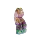 GEMSTONE CAT CARVINGS IN FLUORITE.   SPR14753POL