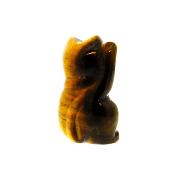 Lucky Chinese Waving Cat Carving in Tigerseye.   SPR15164POL