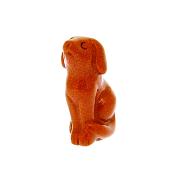 Gemstone Sitting Dog Figure carved in Copper Goldstone.   SPR15330POL