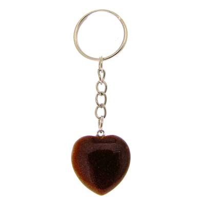 Mini Puff Heart Gemstone Keyring In Copper Goldstone.   SPR16437POL