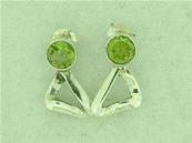 PERIDOT SILVER STUD EARRINGS.15MM DROP. CAB DIA 5MM. 3g. EP2013