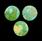 SET OF 3 ROUND MALACOLLA DOME POLISHED CABOCHONS.   SP11030POL