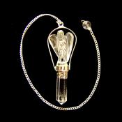 DOWSING PENDULUM FEATURING ANGEL CARVING & FACETED POINT IN QUARTZ.   SP13482POL