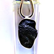 925 SILVER CAPPED QUARTZ WITH RAW MOLDAVITE CRYSTAL.   SP14091PEND