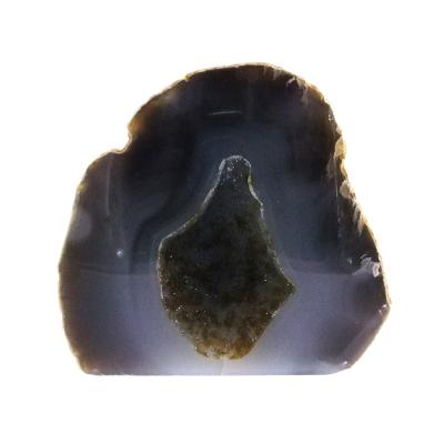 Agate Cut And Polished Nodule Specimen Featuring Crystaline Druze In Centre.   SP16378SLF