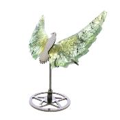 Dove Sculpture in Metal Featuring Carved Wings in Epidote with Prehnite.   SP16383POL 