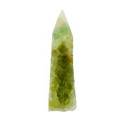 Polished Fluorite Four Sided Point/ Tower Specimen Featuring One Raw Uncut Face.   SP16855POL