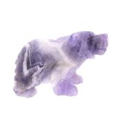 Highly Detailed Carving Of A Grizzly  Bear In Chevron Amethyst.   SP17049.