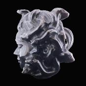 Gemstone Medusa Head Carving In Silver Sheen Obsidian.   SP17107SLF   