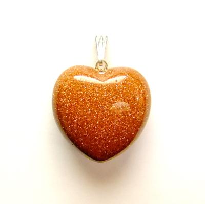 BROWN GOLD STONE MINI PUFF HEART PENDANT.   SPR13159PEND