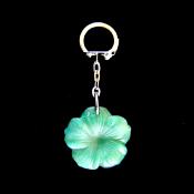 GEMSTONE FLOWER DESIGN KEY RING IN GREEN AVENTURINE.   SPR14085POL