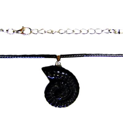GEMSTONE AMMONITE PENDANTS ON WAXED CORD