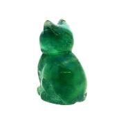 Gemstone Carving Of A Cat (Large Size) In Fluorite.   SPR16935POL