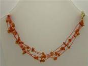 CARNELIAN THREADED GEM CHIP NECKLACE. 18" LONG. 12g. SPR993