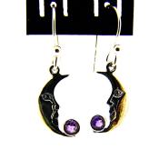  'Man in the Moon' Pendant Earrings in 925 Silver with Amethyst Gemstones. 22151A