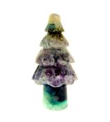 GEMSTONE CHRISTMAS TREE CARVING IN FLUORITE.   SP12965POL