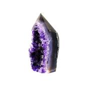 AGATE WITH AMETHYST DRUZE POLISHED POINT SPECIMEN.   SP14345POL