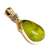 925 Silver Designer Pendant Featuring Epidot with Prehnite.   SP15109PEND 