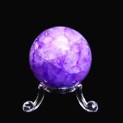 Sphere In Crackle Quartz With Purple Colouring.   SP16395POL