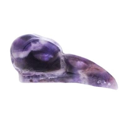 Raven Skull Carving In Chevron Amethyst.   SP17198POL