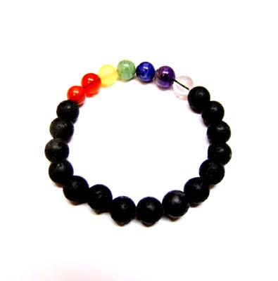 CHAKRA POWER BEAD BRACELET IN LAVA STONE.   SPR12390BR