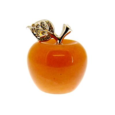 CARVING OF AN APPLE IN PEACH AVENTURINE.   SPR14385POL