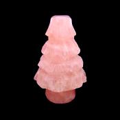 GEMSTONE CHRISTMAS TREE CARVING IN ROSE QUARTZ.   SPR14497POL