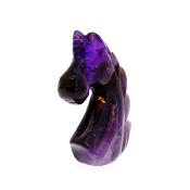 CARVING OF A UNICORN HEAD IN AMETHYST.   SPR14744POL