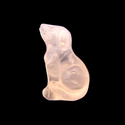 Gemstone Sitting Dog Figure carved in Rose Quartz.   SPR15355POL