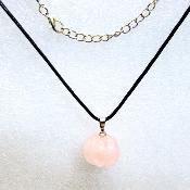 Pumpkin Pendant Necklace in Rose Quartz on Waxed Cotton Cord.   SPR16210